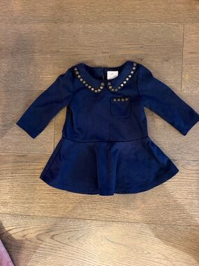 Navy Stud-Trim Peter Pan Dress Jacket - Kids